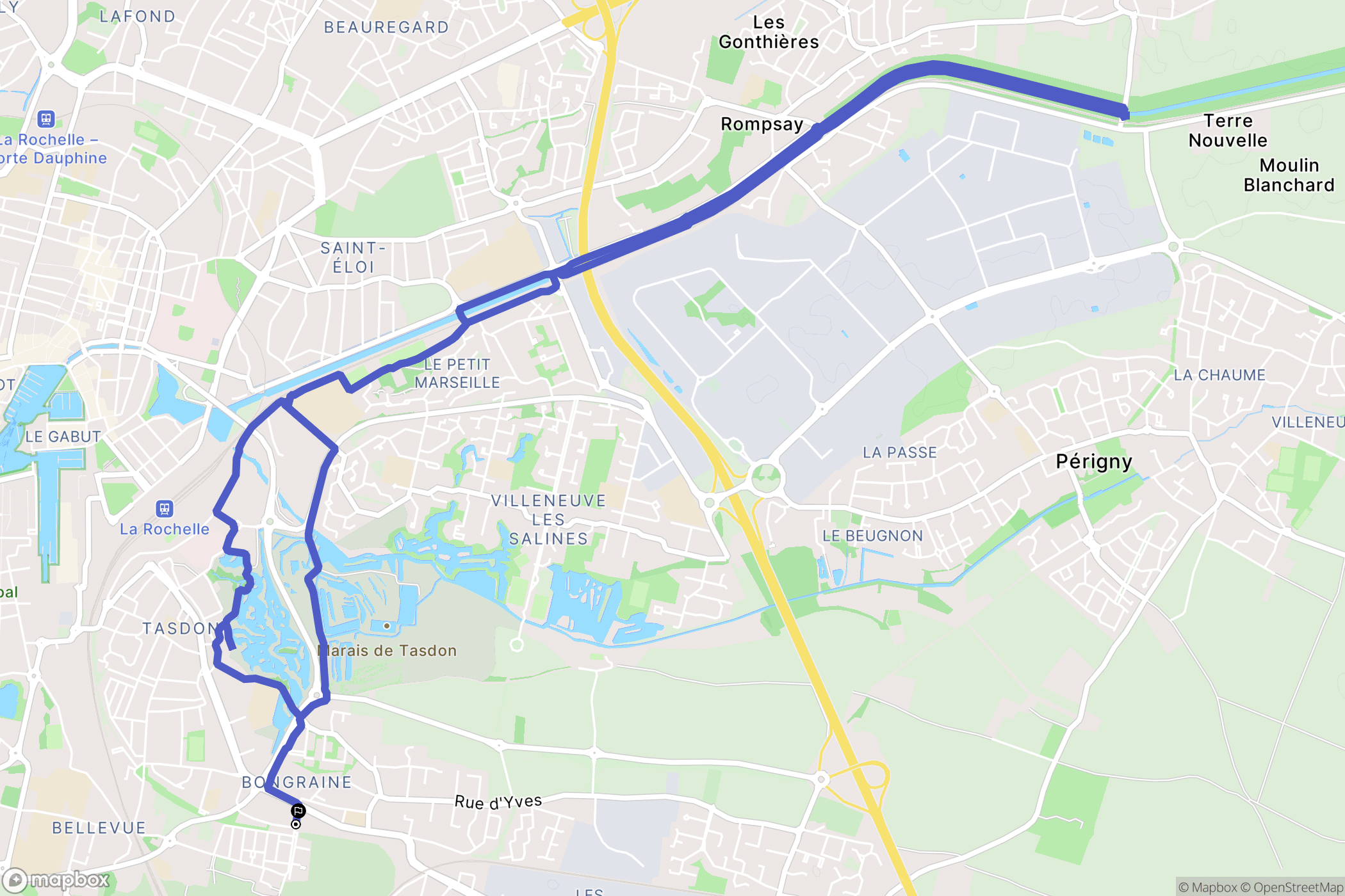 La Rochelle : carte du parcours de randonnée - France