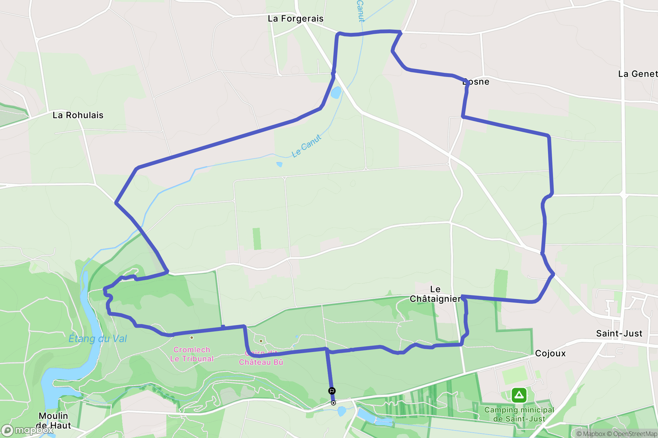 Saint-Just : carte du parcours de randonnée - France