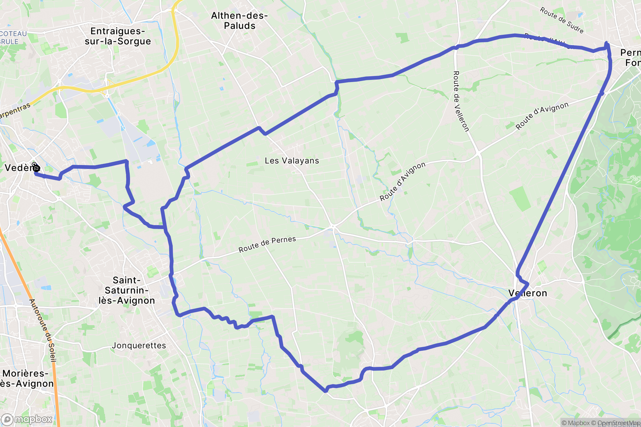 Vedène : carte du parcours de randonnée - France