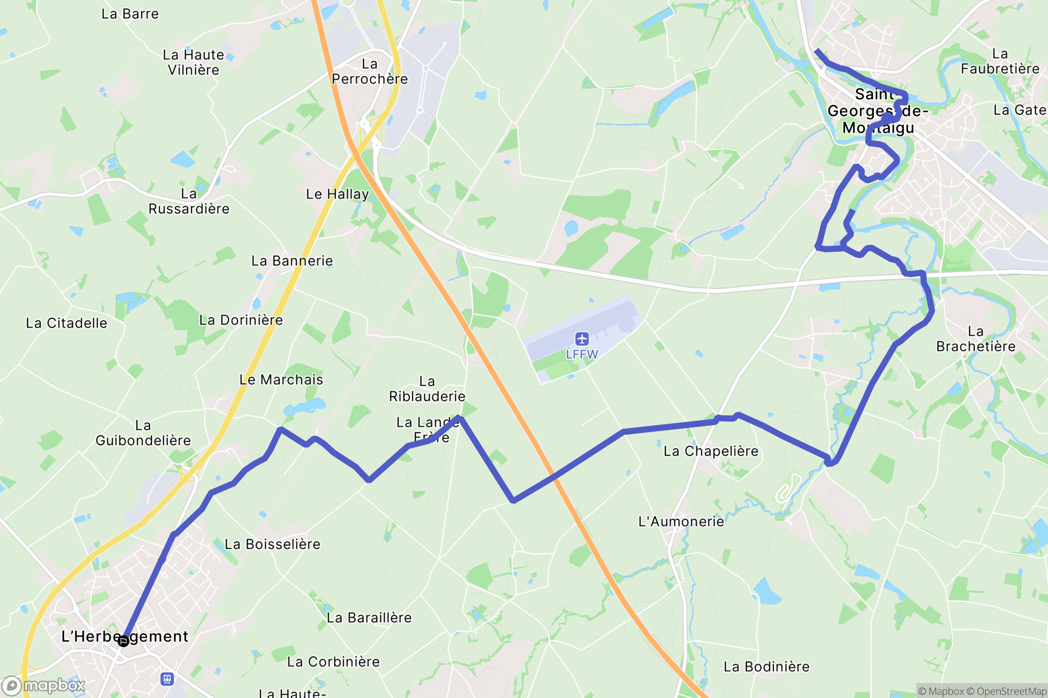 L'Herbergement : carte du parcours de randonnée - France