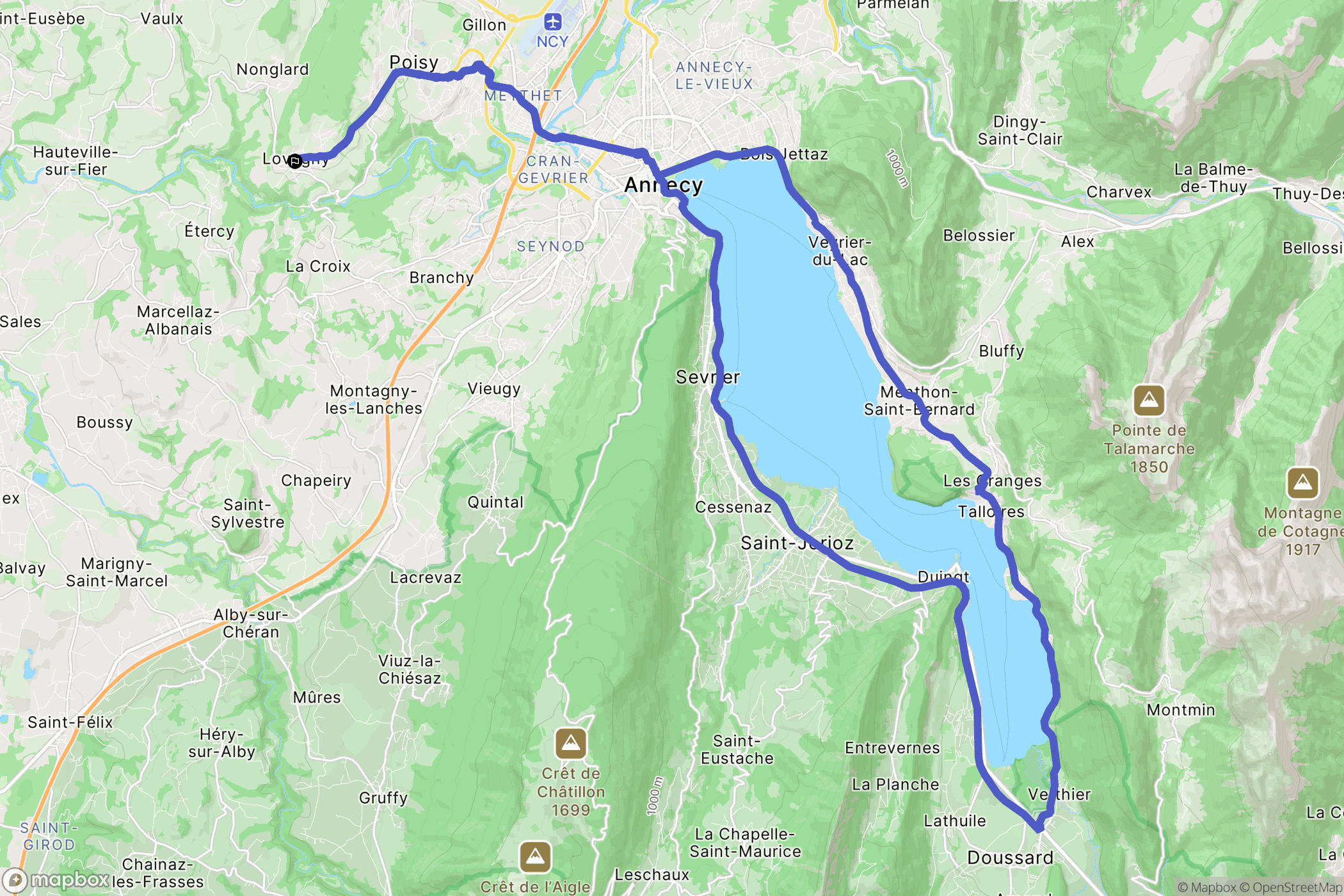 Lovagny : carte du parcours de randonnée - France