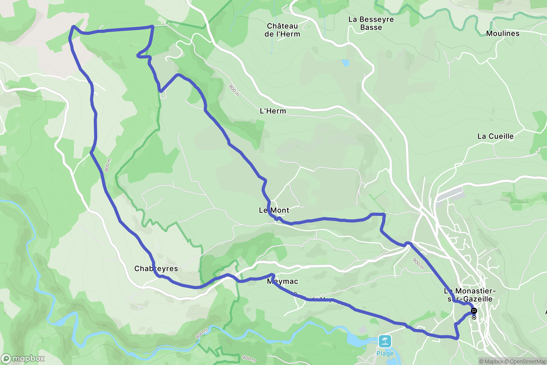 Le Monastier-sur-Gazeille : carte du parcours de randonnée - France