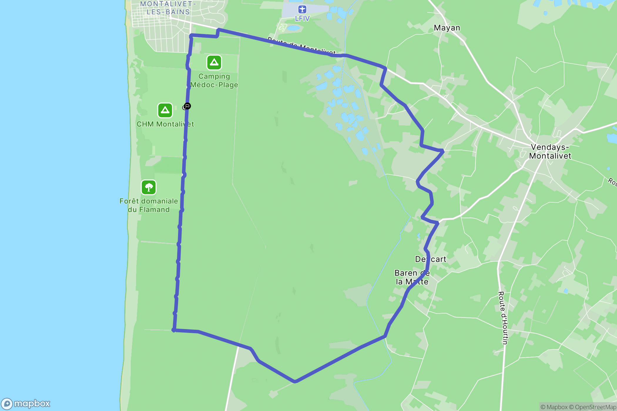 Vendays-Montalivet : carte du parcours de randonnée - France