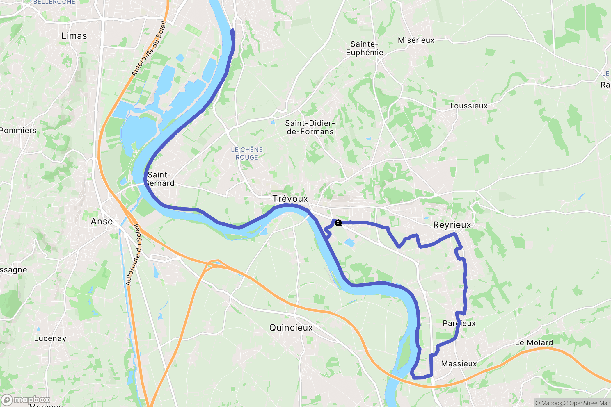 Trévoux : carte du parcours de randonnée - France
