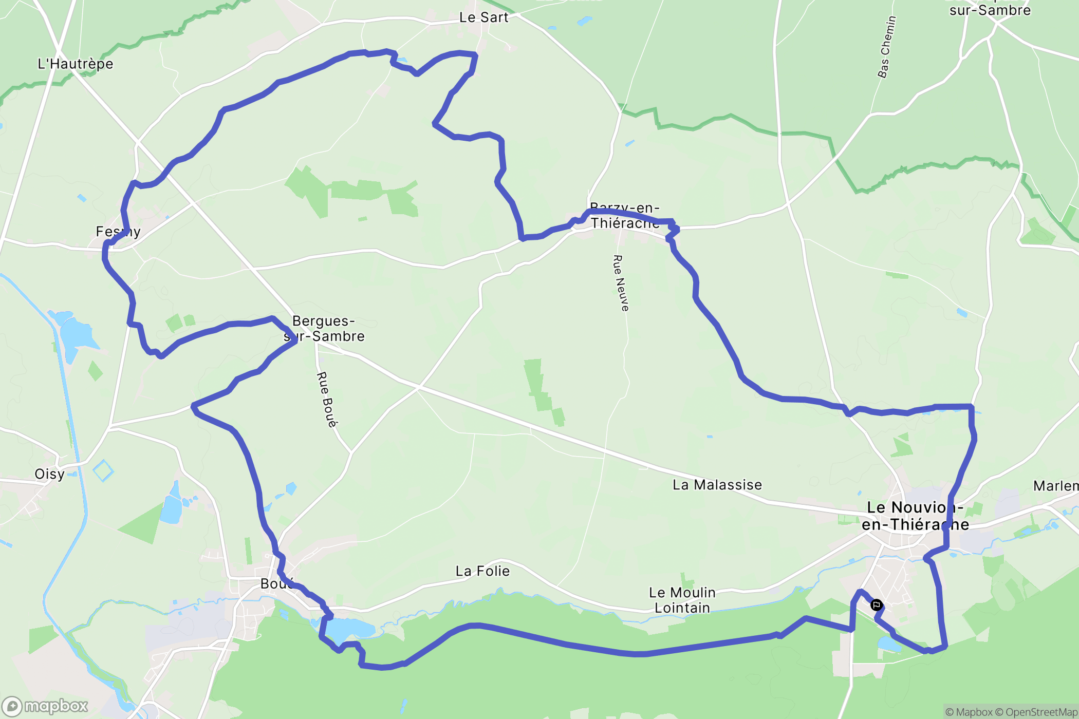 Le Nouvion-en-Thiérache : carte du parcours de randonnée - France
