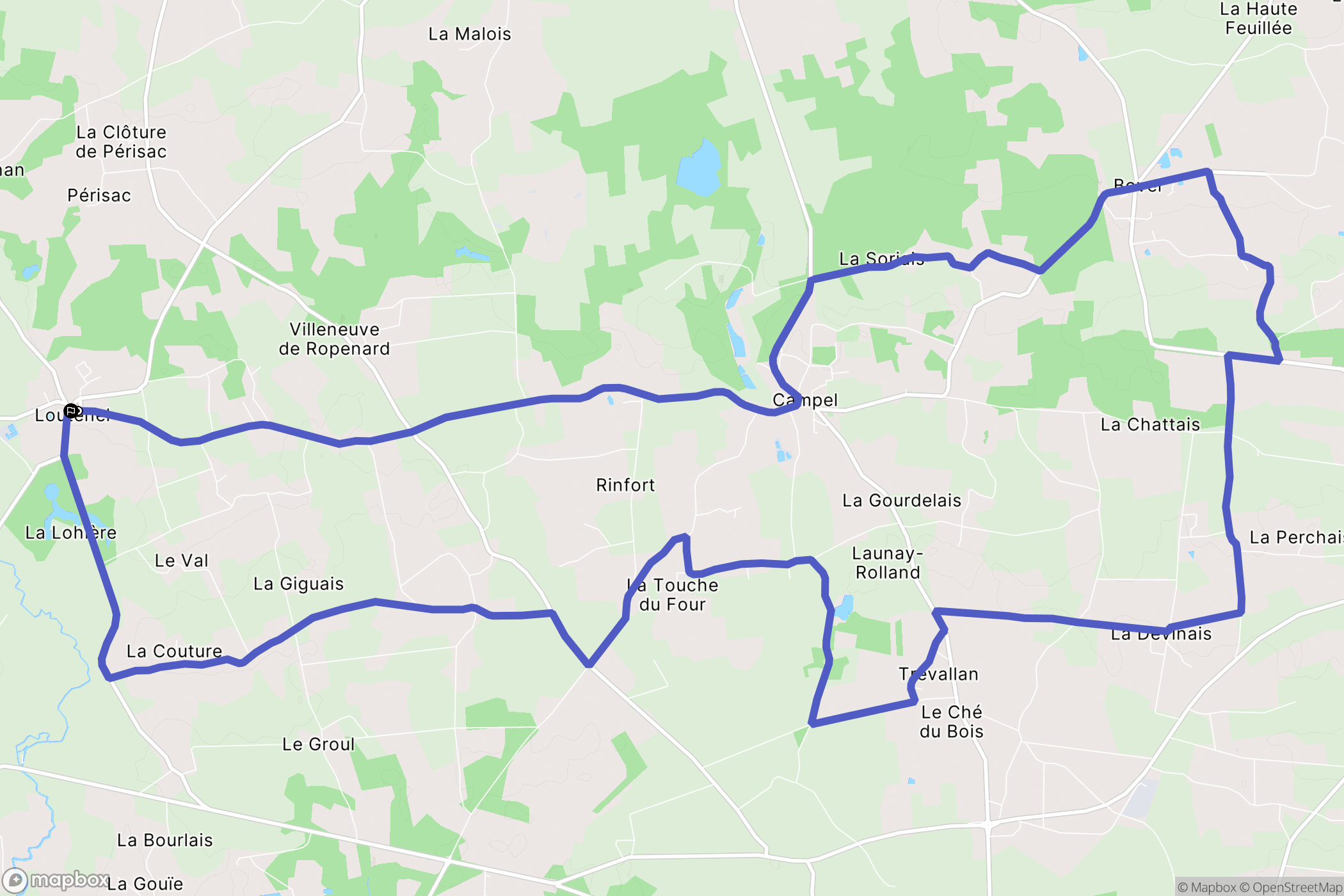 Loutehel : carte du parcours de randonnée - France