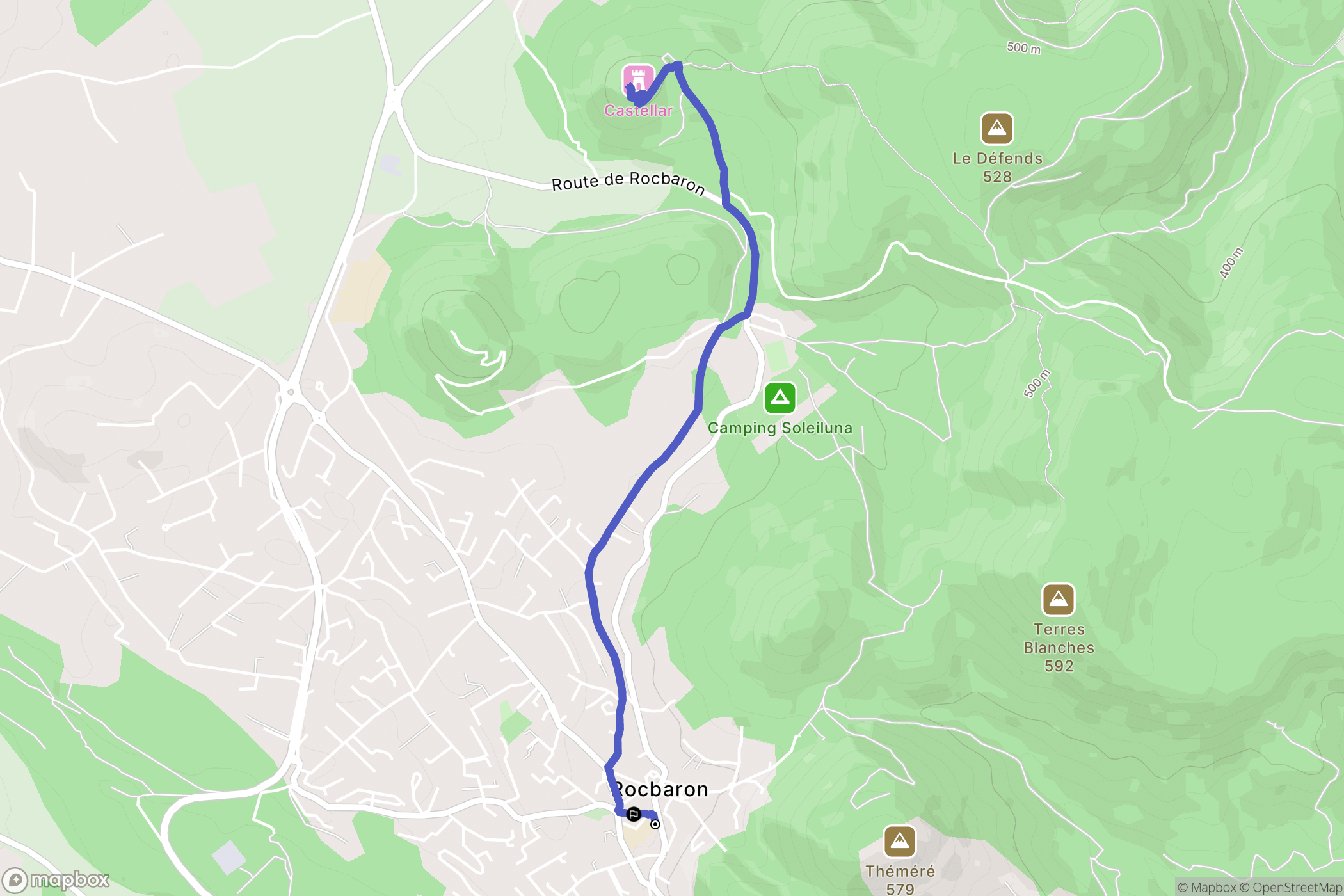 Rocbaron : carte du parcours de randonnée - France