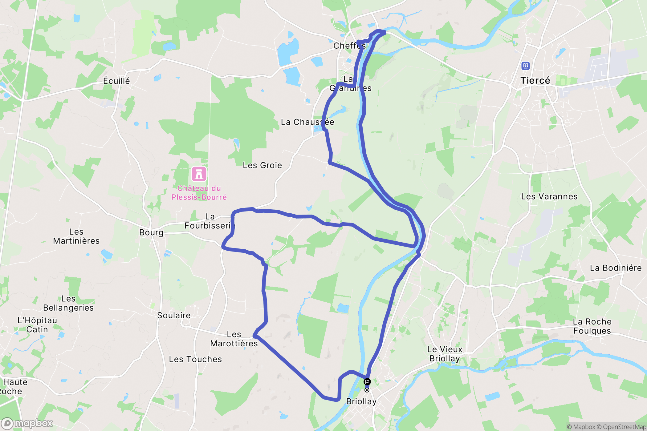 Briollay : carte du parcours de randonnée - France