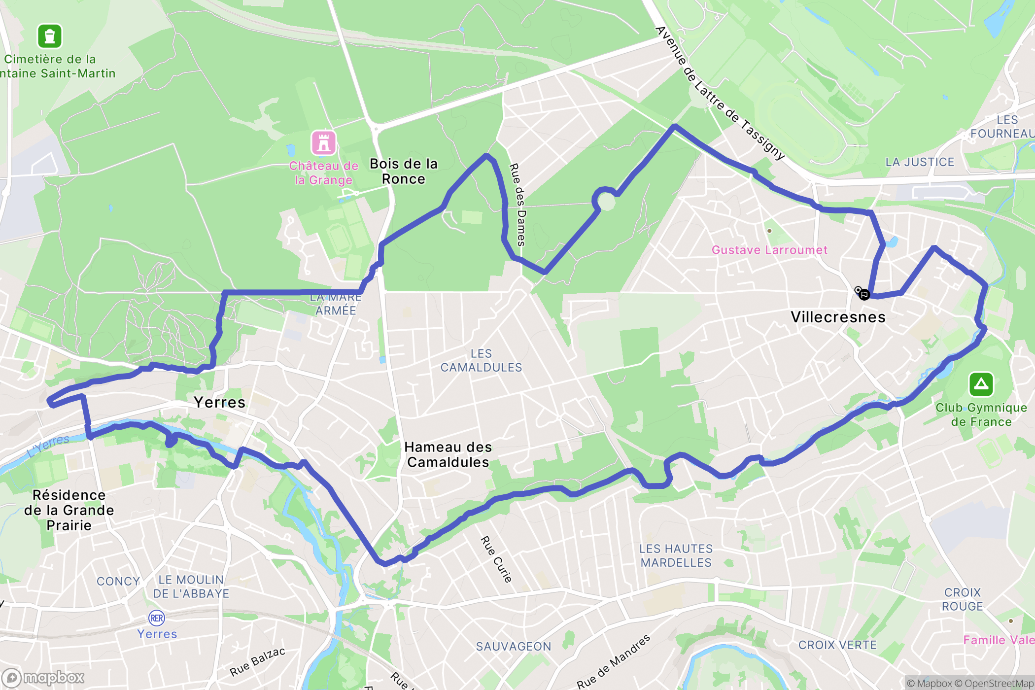Villecresnes : carte du parcours de randonnée - France