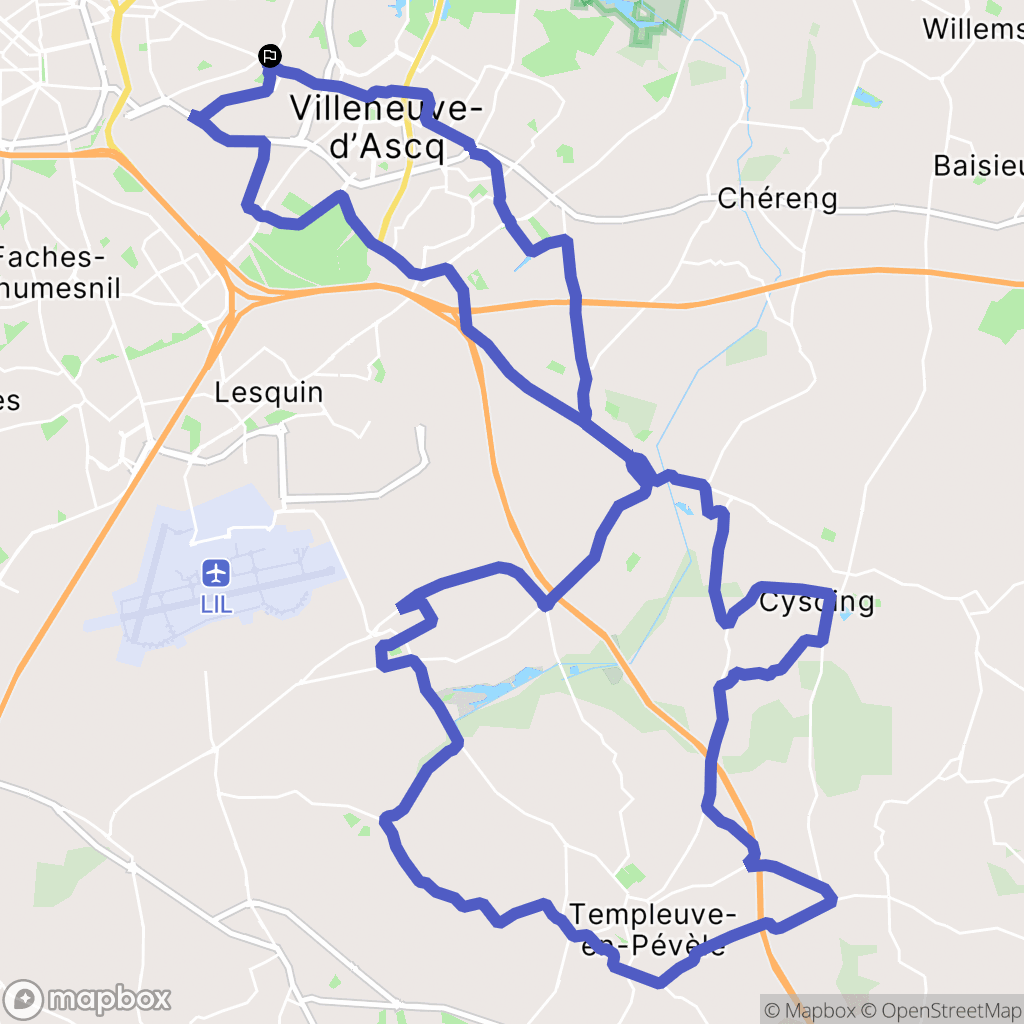 Lille : carte du parcours de randonnée - France