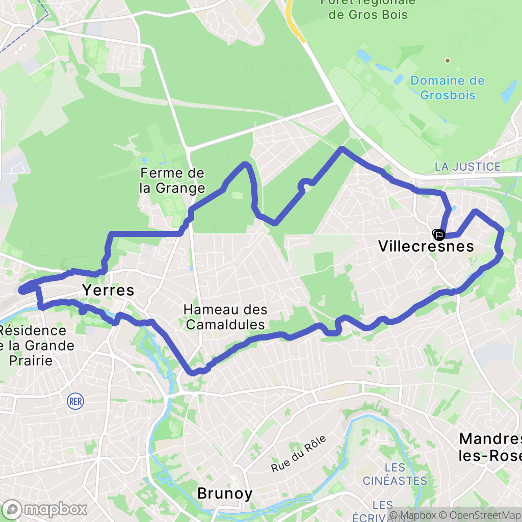 Villecresnes : carte du parcours de randonnée - France