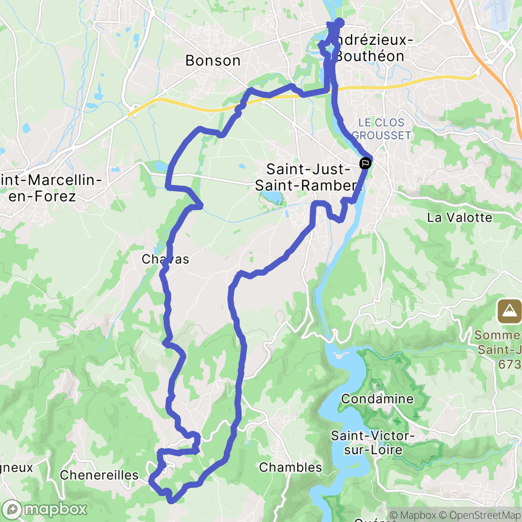 Saint-Just-Saint-Rambert : carte du parcours de randonnée - France