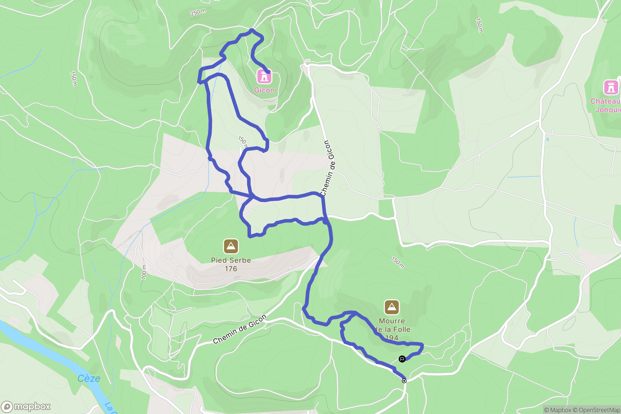 Chusclan : carte du parcours de randonnée - France