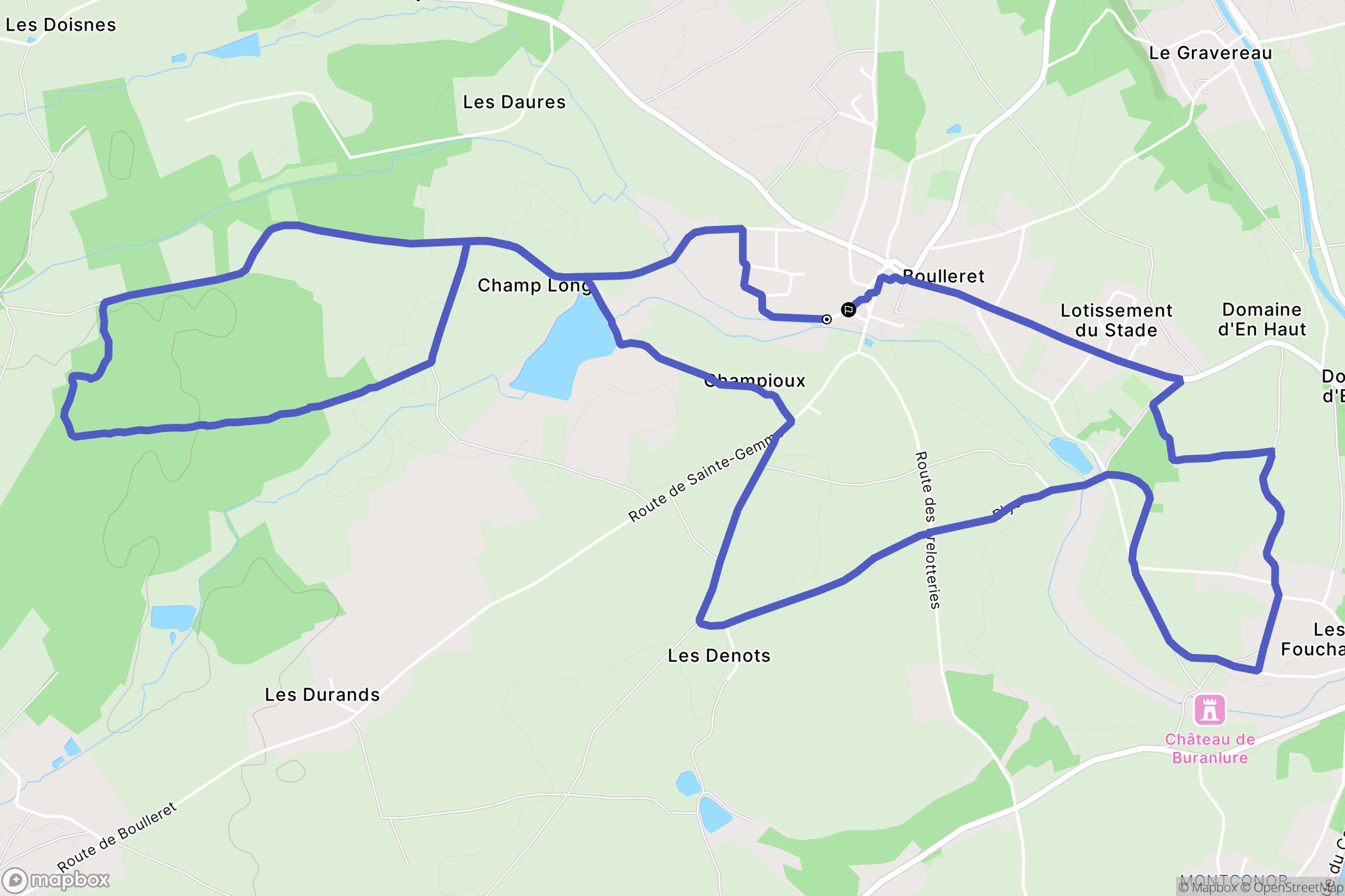 Boulleret : carte du parcours de randonnée - France