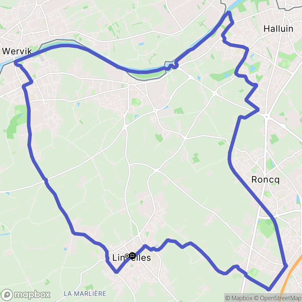 Linselles : carte du parcours de randonnée - France