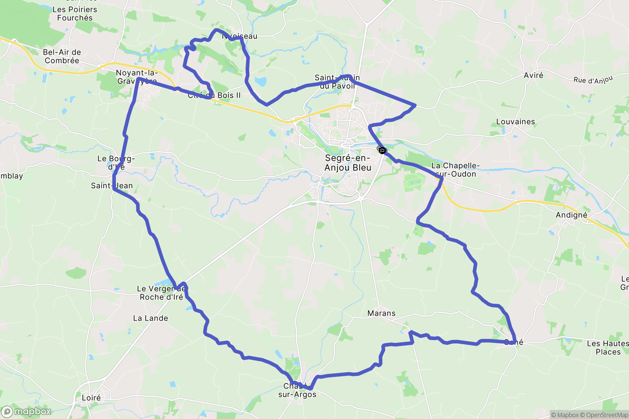 Segré-en-Anjou Bleu : carte du parcours de randonnée - France