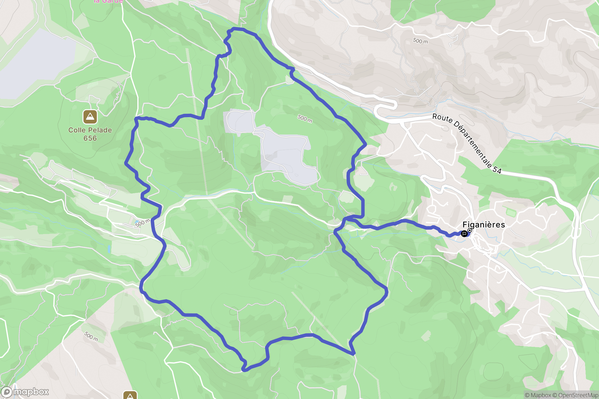 Figanières : carte du parcours de randonnée - France