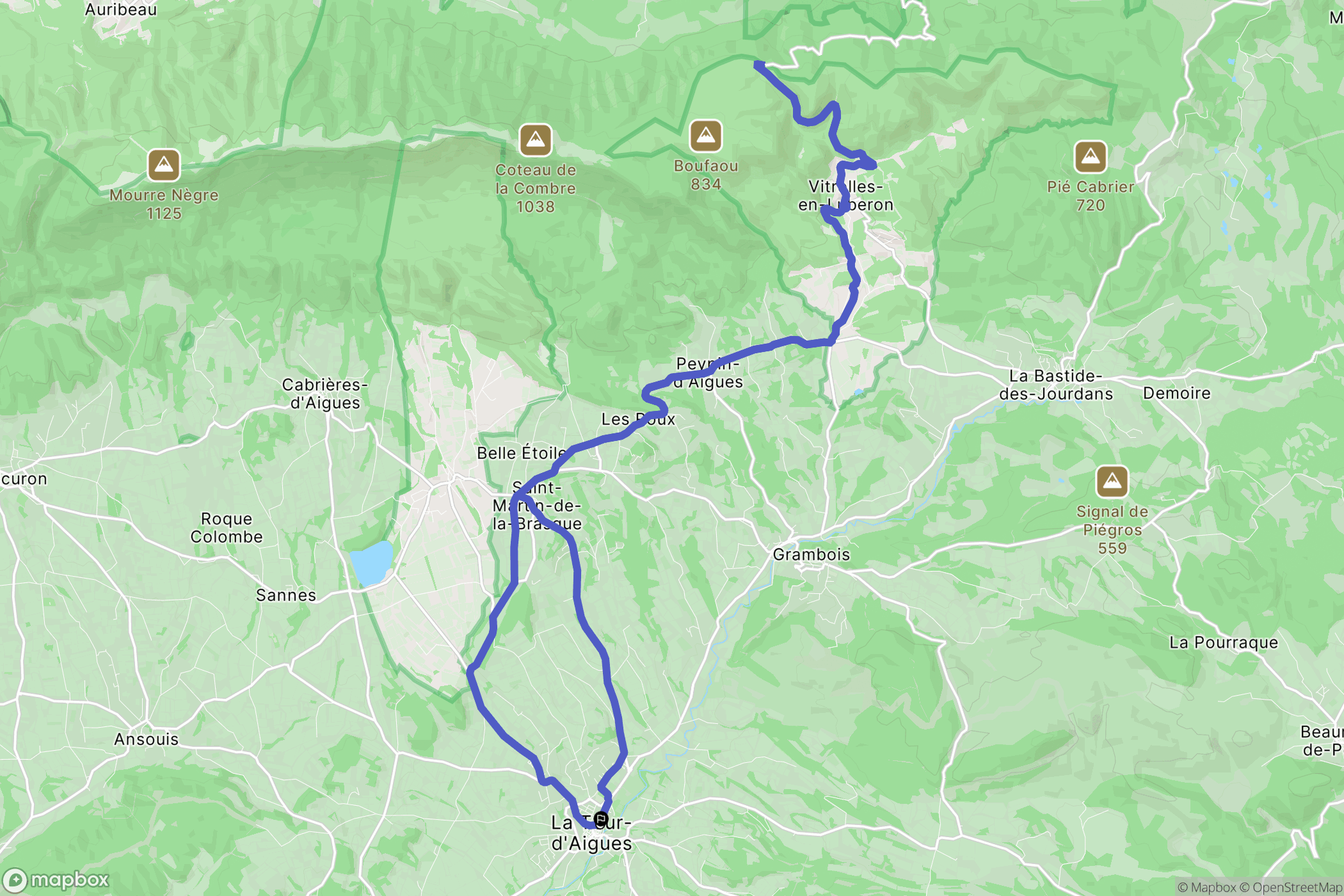 La Tour-d'Aigues : carte du parcours de randonnée - France