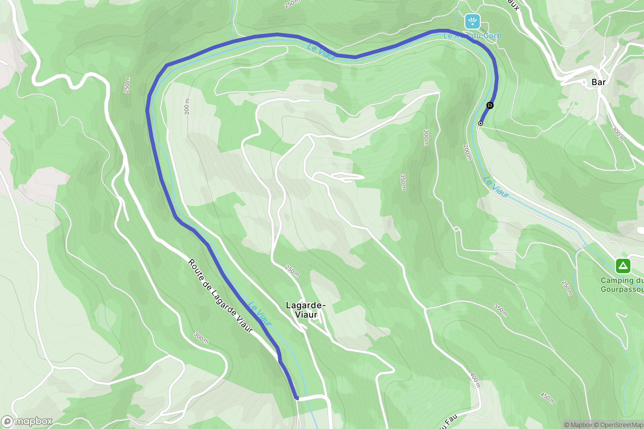 Bor-et-Bar : carte du parcours de randonnée - France
