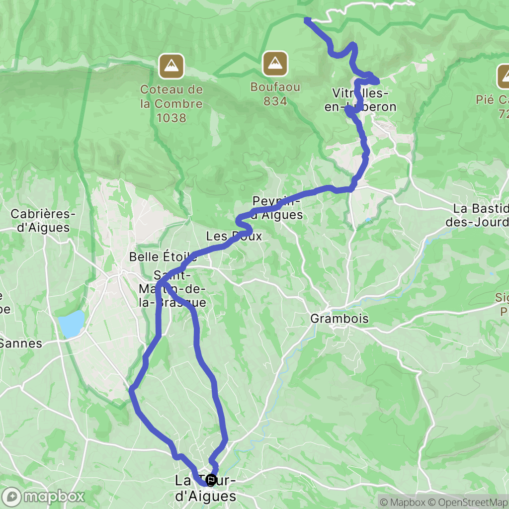 La Tour-d'Aigues : carte du parcours de randonnée - France