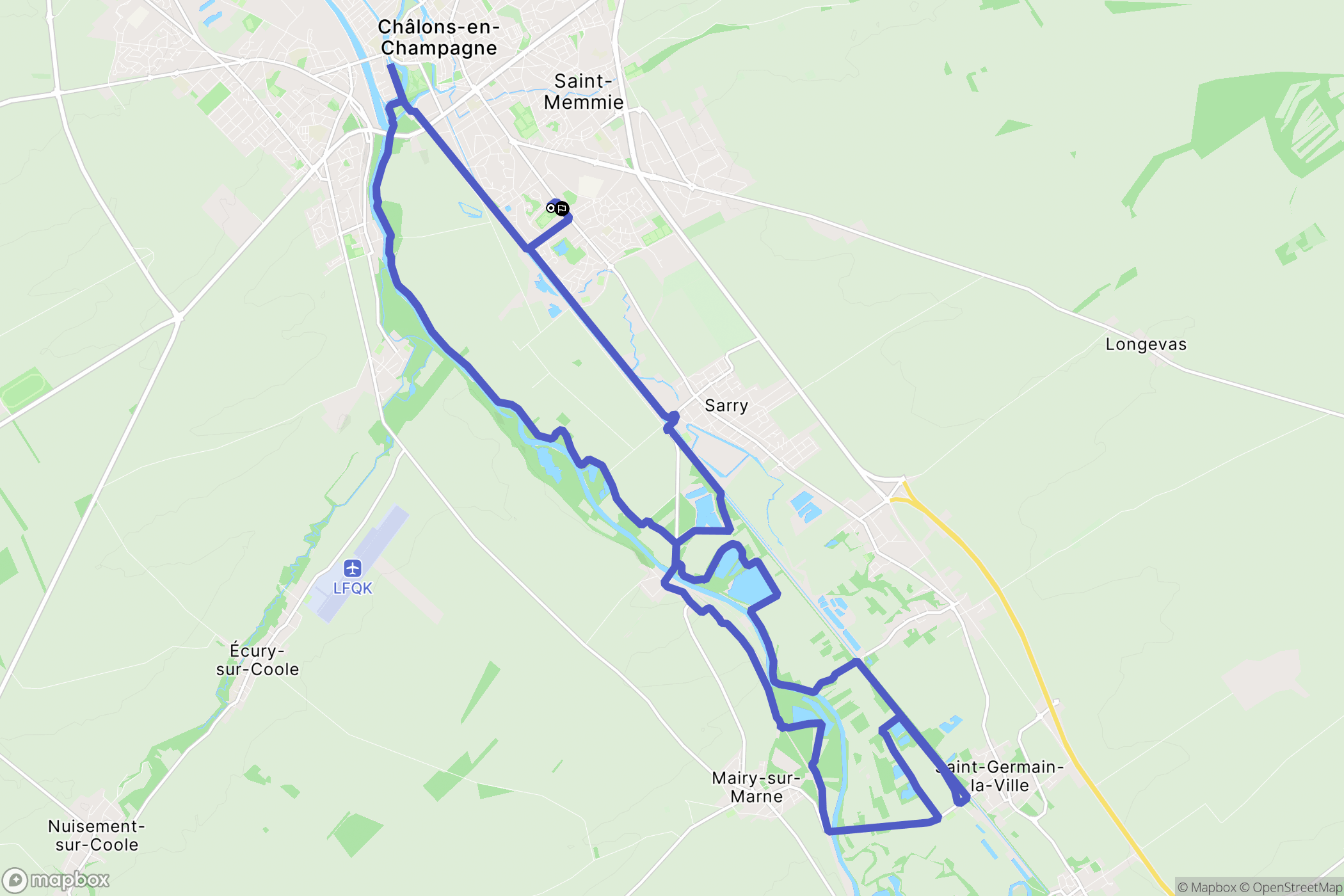 Châlons-en-Champagne : carte du parcours de randonnée - France