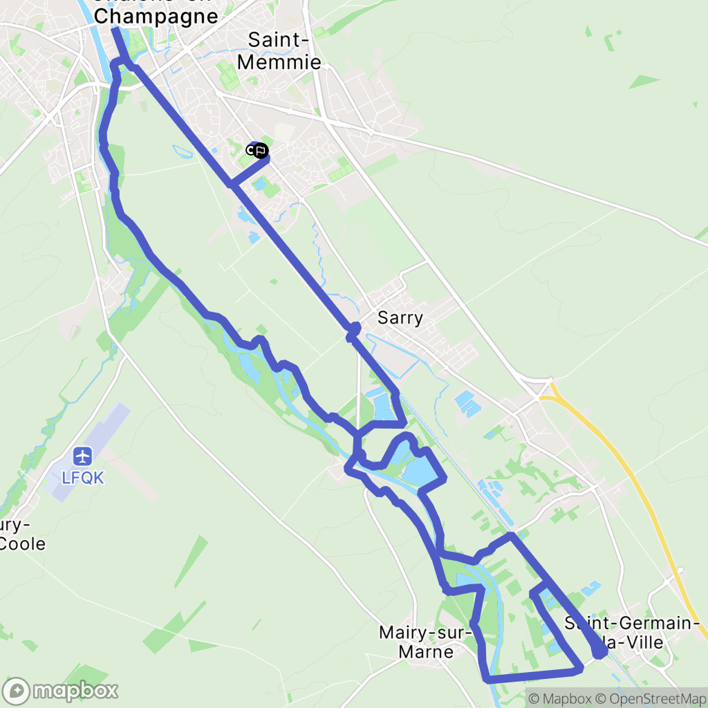 Châlons-en-Champagne : carte du parcours de randonnée - France