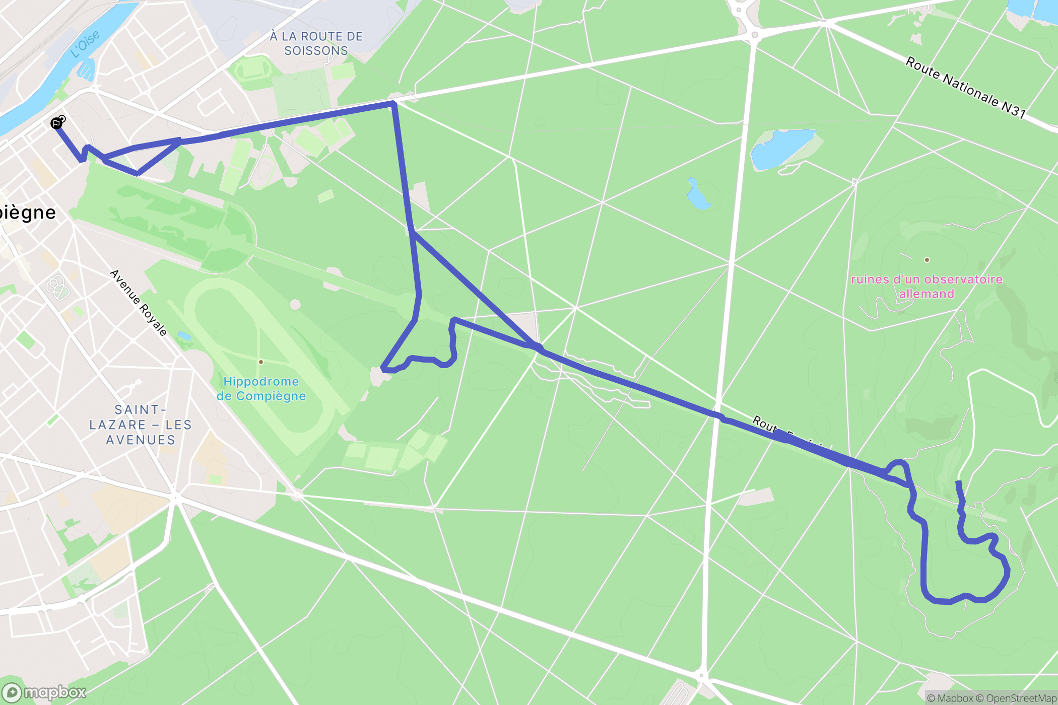 Compiègne : carte du parcours de randonnée - France