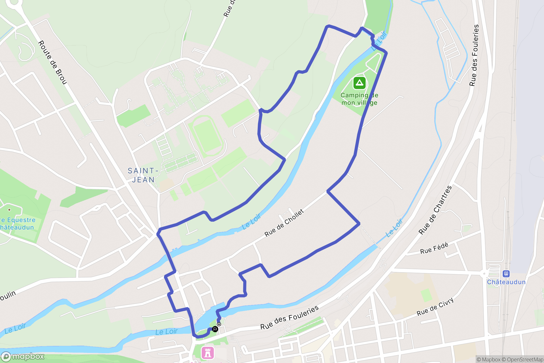 Châteaudun : carte du parcours de randonnée - France