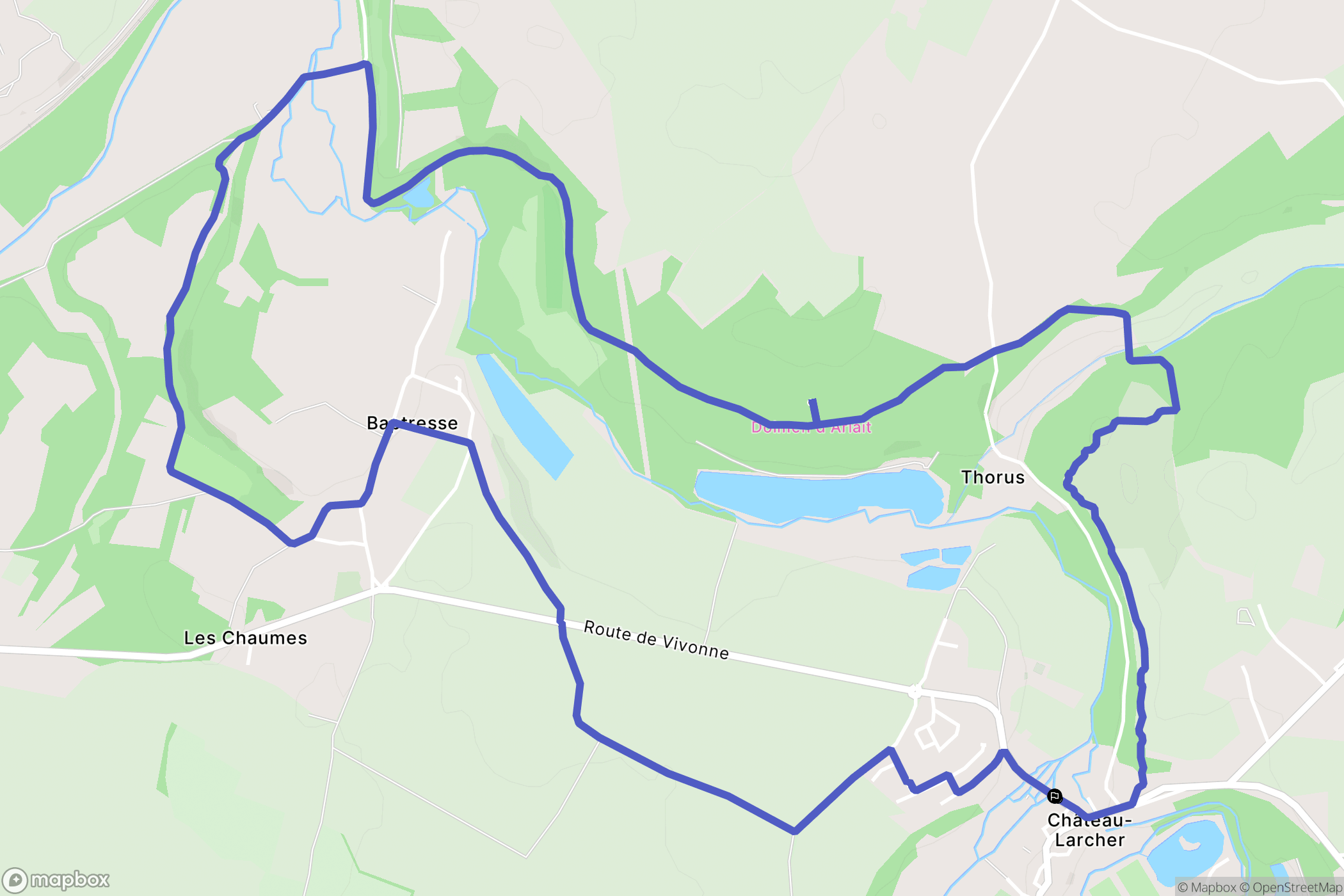 Château-Larcher : carte du parcours de randonnée - France