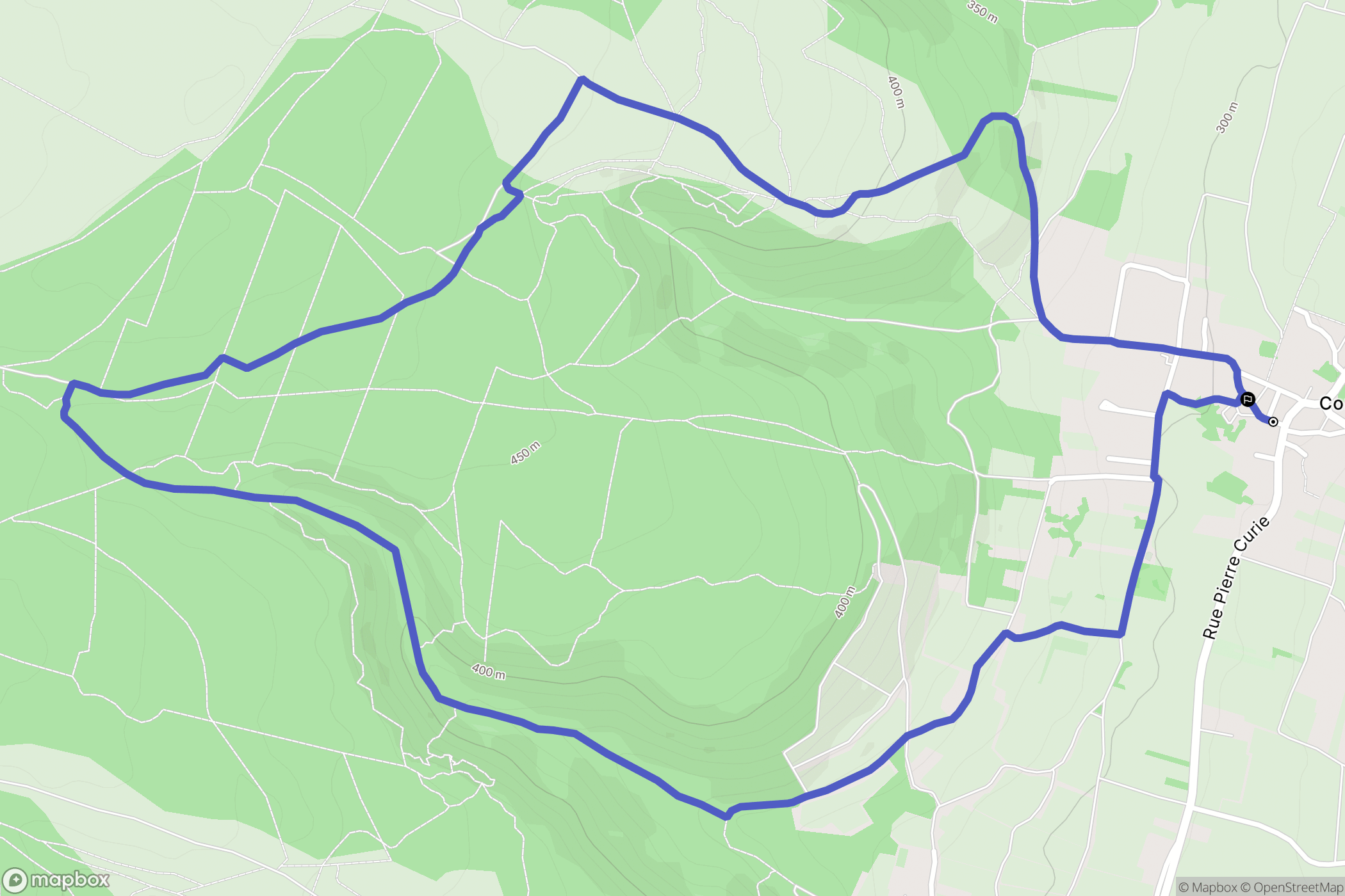 Couchey : carte du parcours de randonnée - France