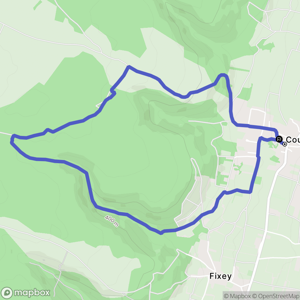 Couchey : carte du parcours de randonnée - France