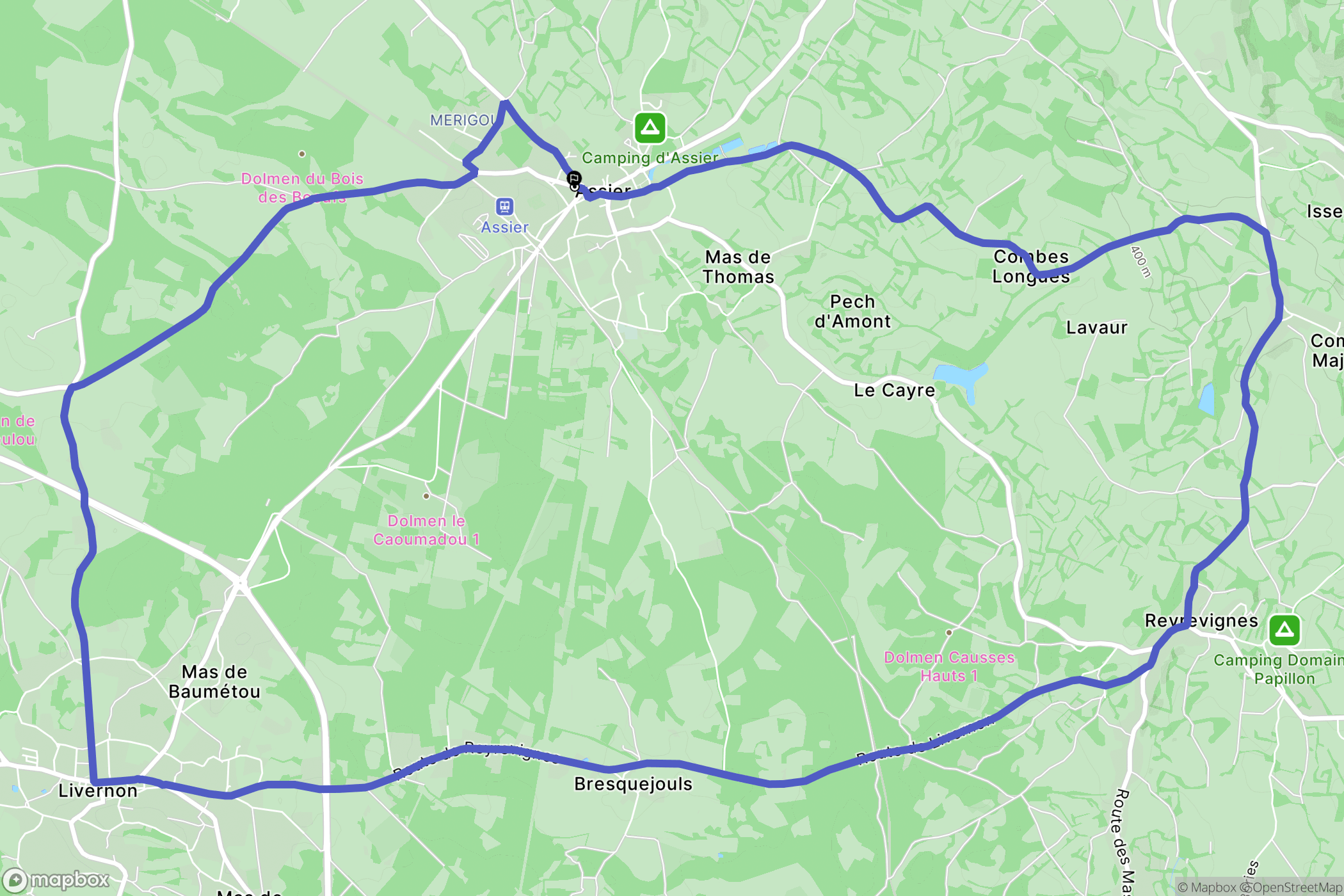 Assier : carte du parcours de randonnée - France