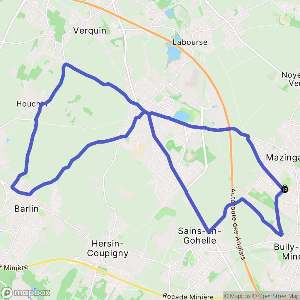 Mazingarbe : carte du parcours de randonnée - France