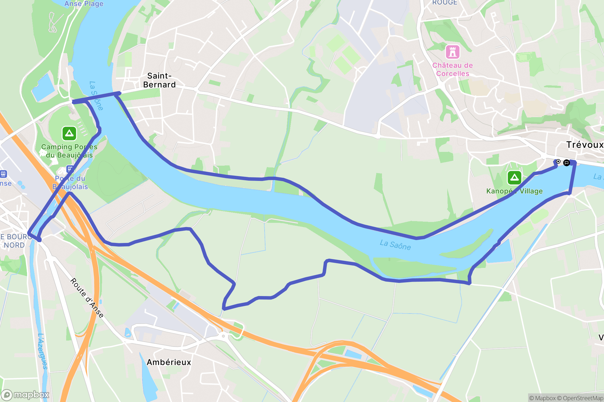 Trévoux : carte du parcours de randonnée - France