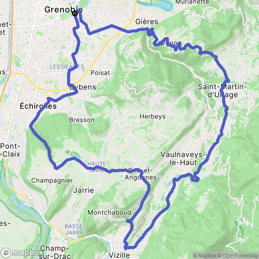 Grenoble : carte du parcours de randonnée - France