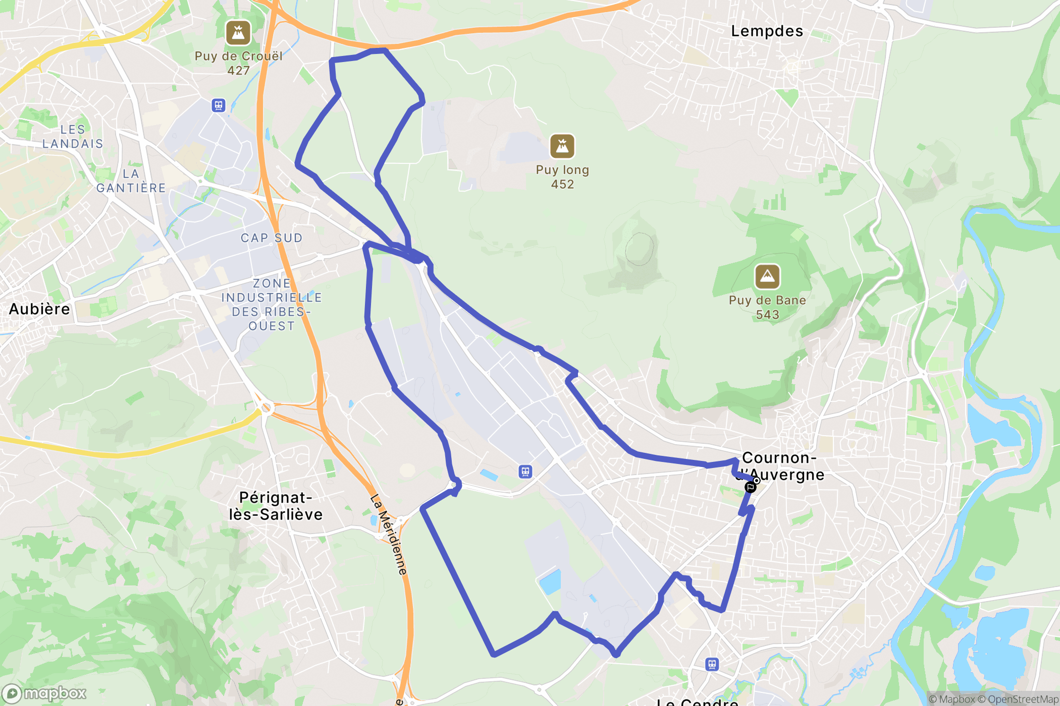 Cournon-d'Auvergne : carte du parcours de randonnée - France