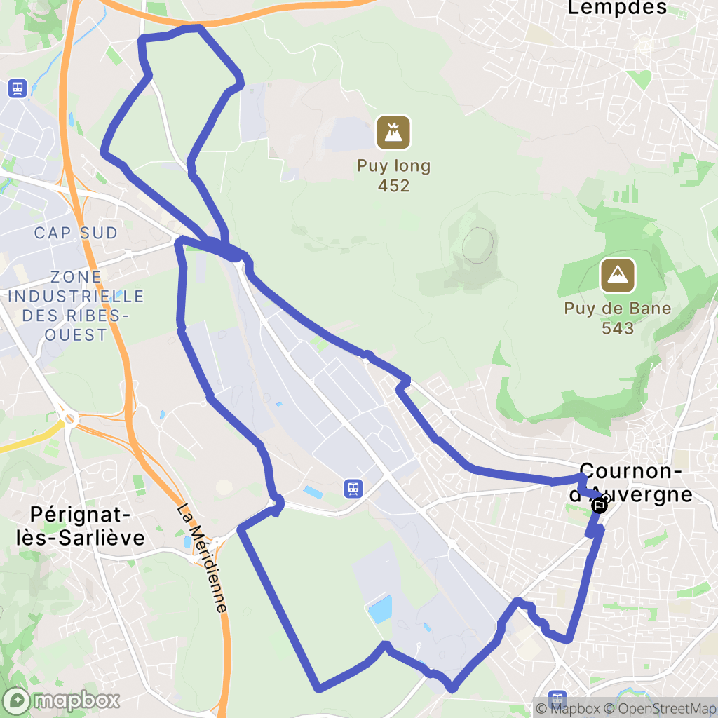 Cournon-d'Auvergne : carte du parcours de randonnée - France