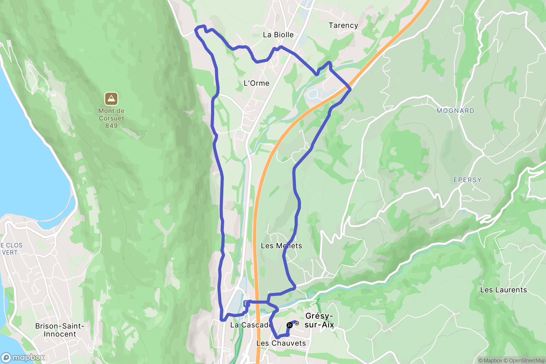 Grésy-sur-Aix : carte du parcours de randonnée - France