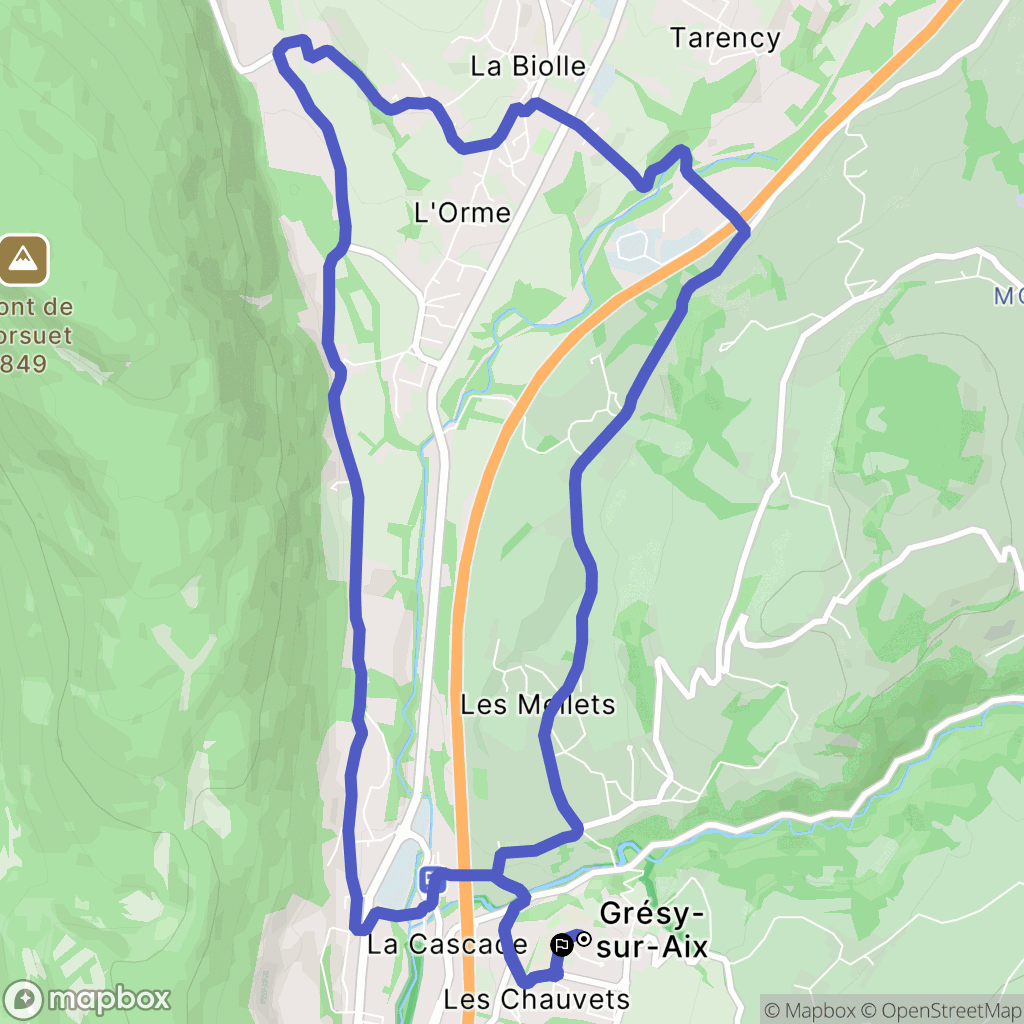 Grésy-sur-Aix : carte du parcours de randonnée - France