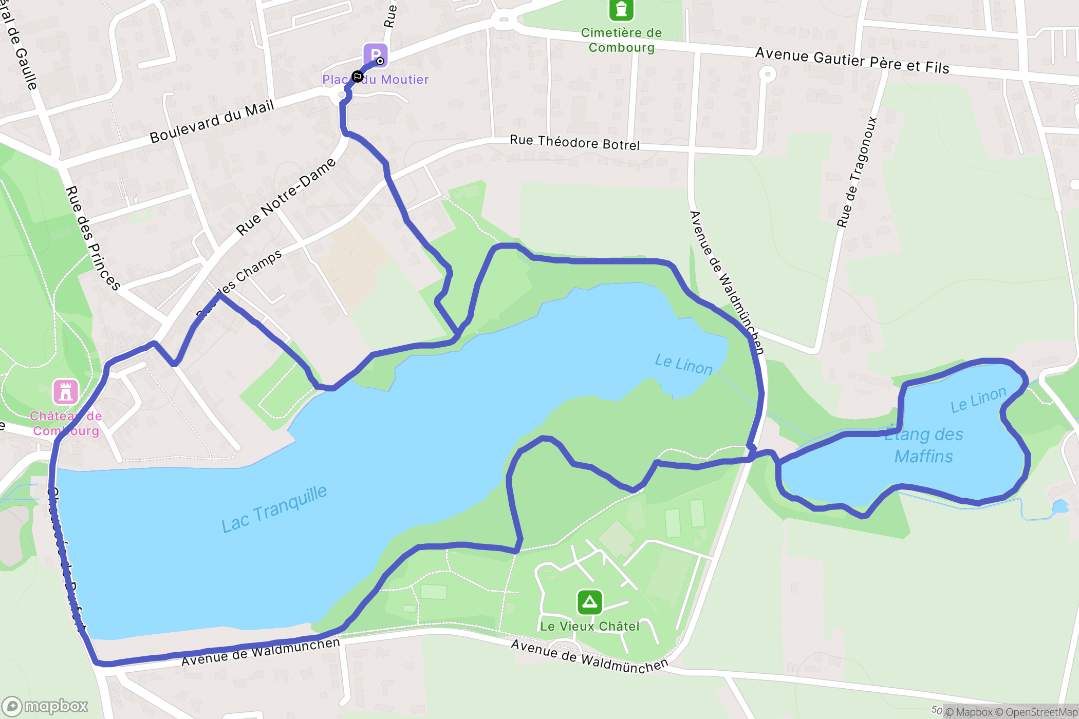 Combourg : carte du parcours de randonnée - France