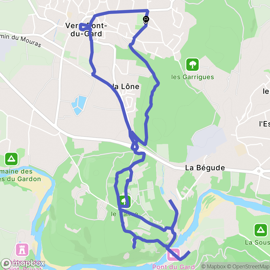 Vers-Pont-du-Gard : carte du parcours de randonnée - France