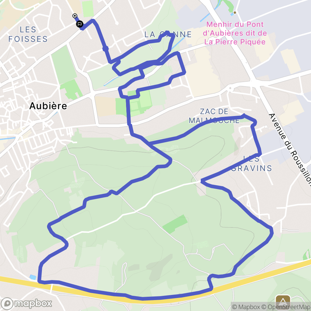 Aubière : carte du parcours de randonnée - France