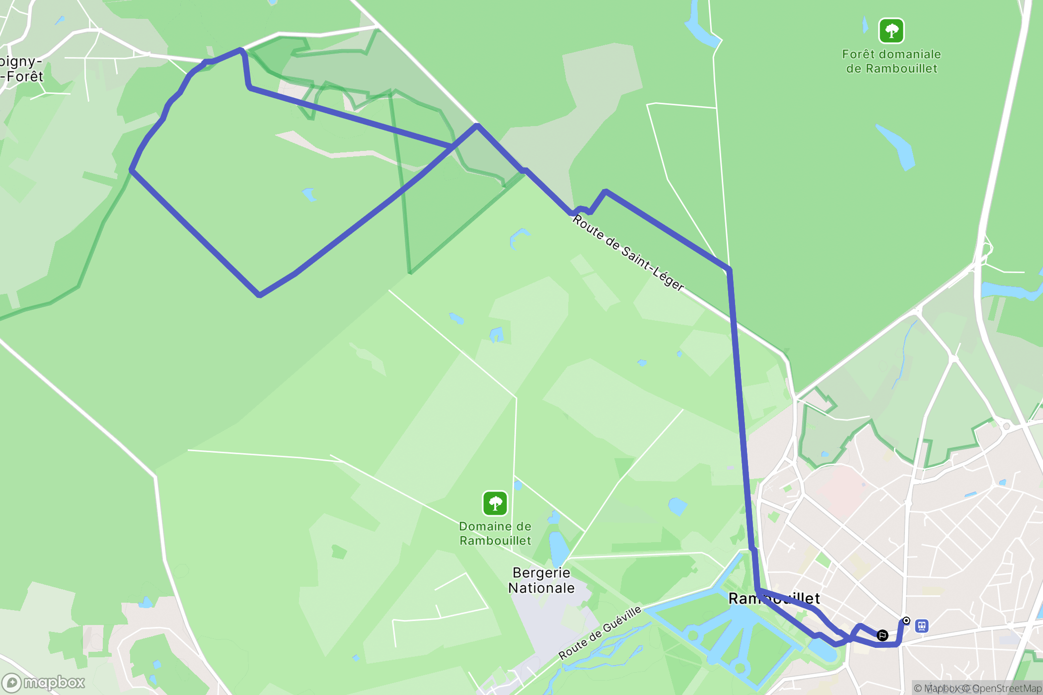Rambouillet : carte du parcours de randonnée - France