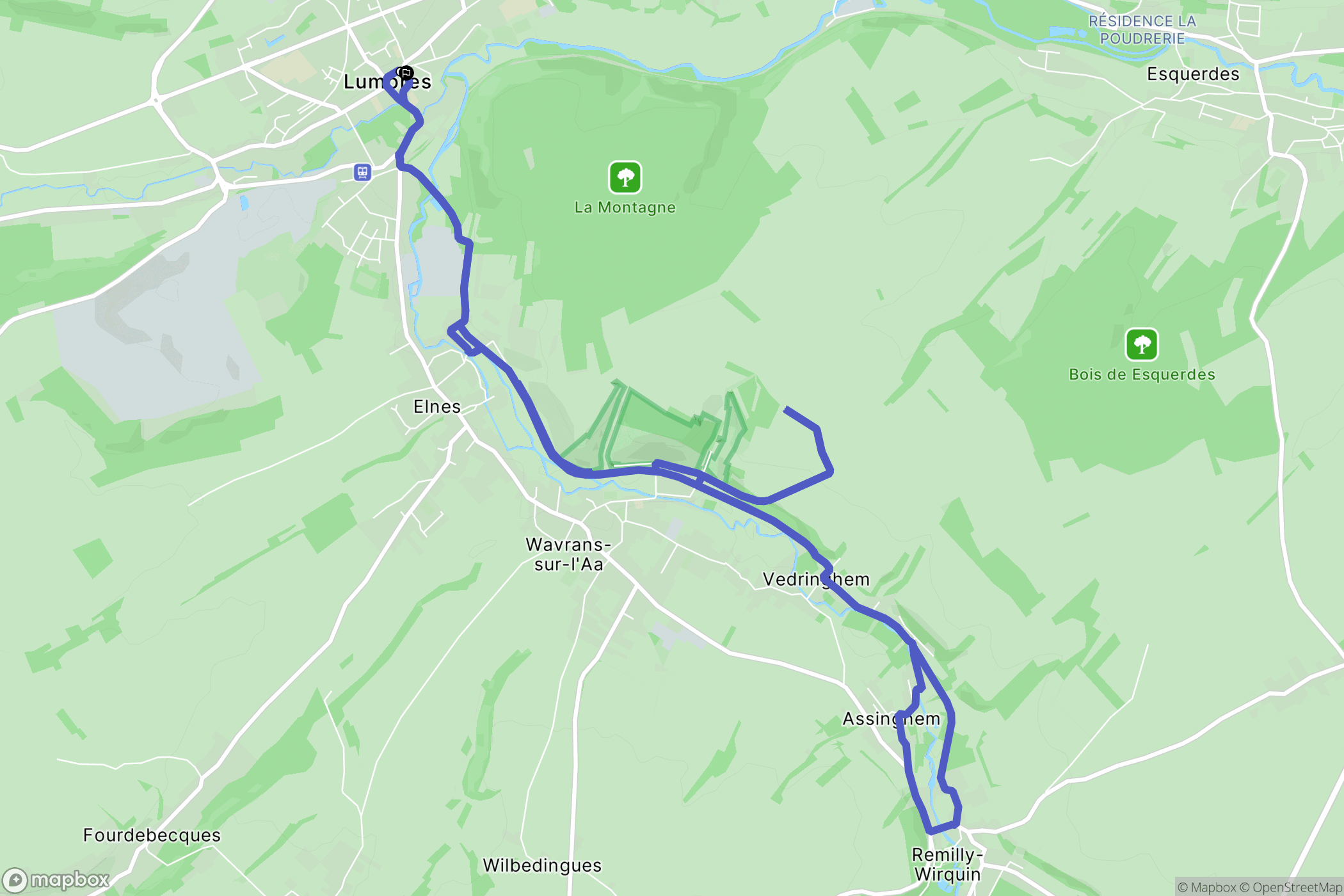 Lumbres : carte du parcours de randonnée - France
