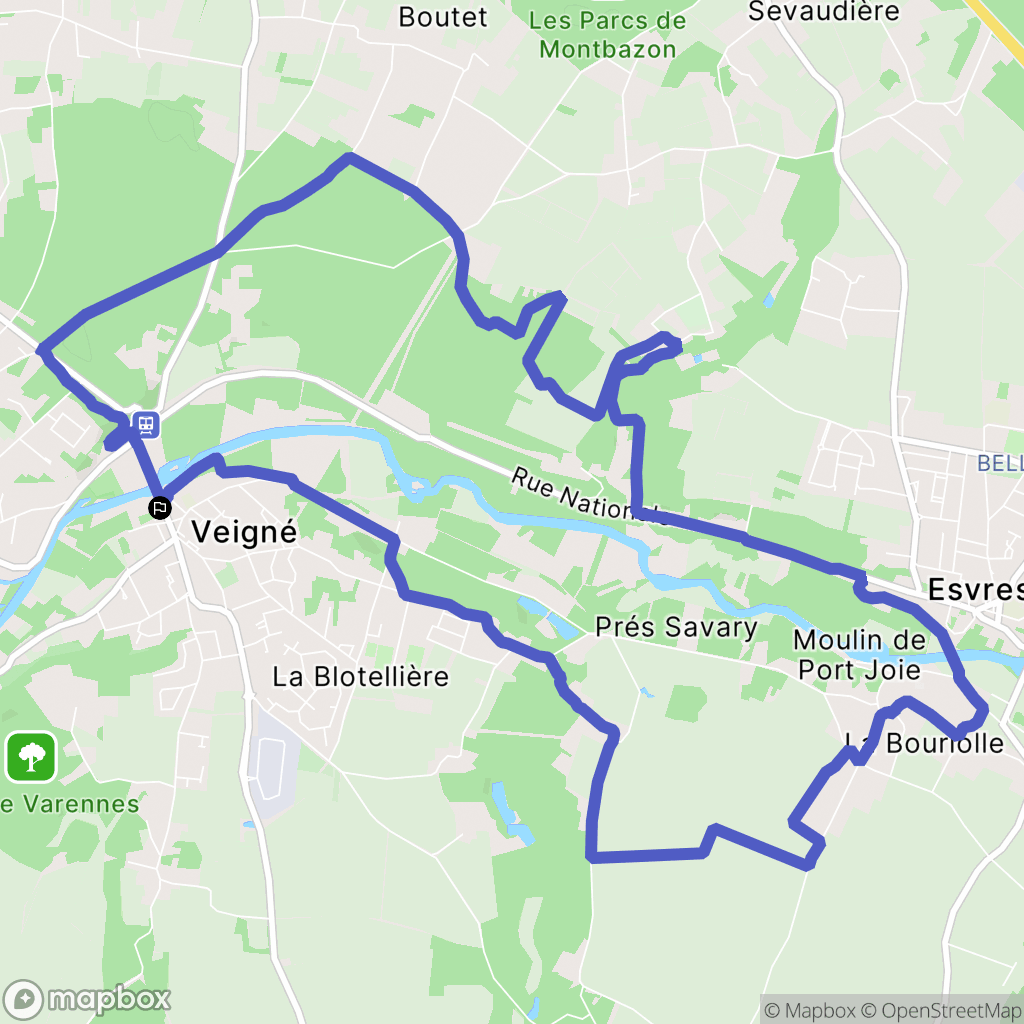 Veigné : carte du parcours de randonnée - France