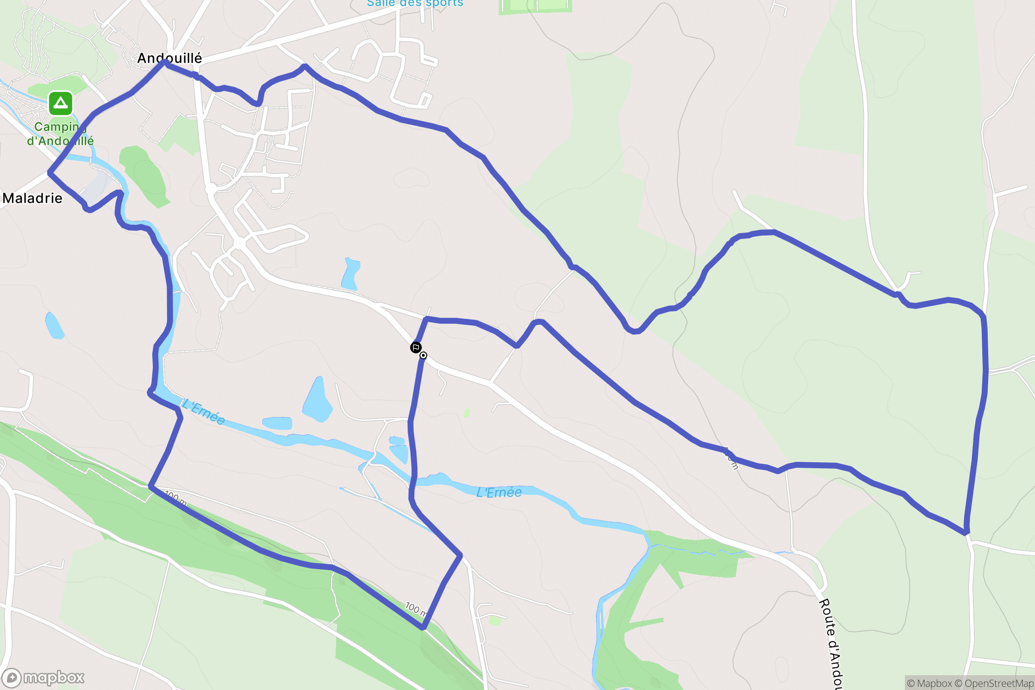 Andouillé : carte du parcours de randonnée - France