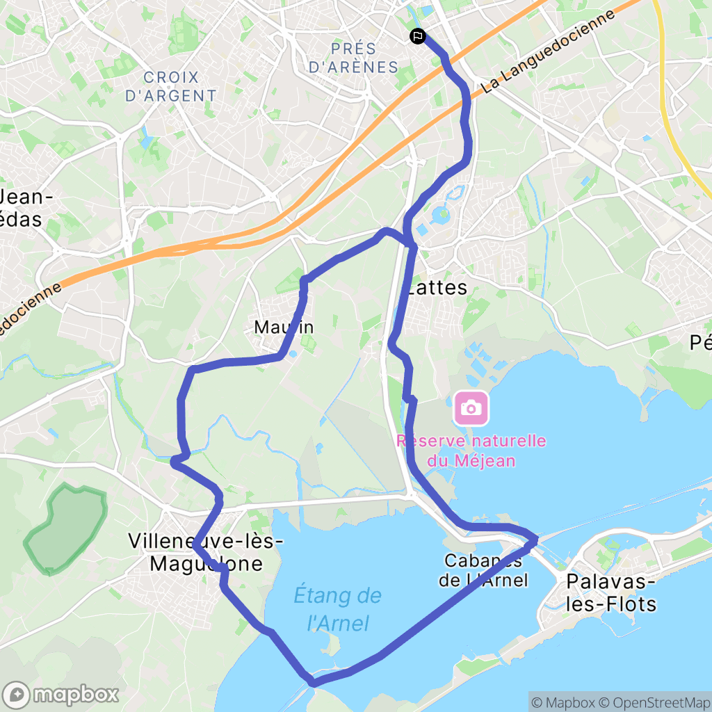 Montpellier : carte du parcours de randonnée - France