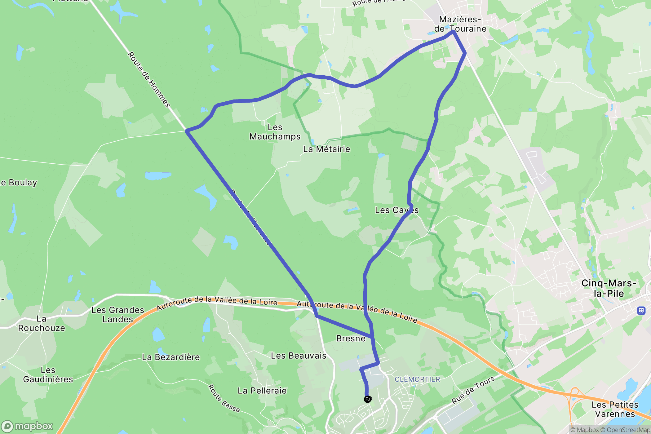 Langeais : carte du parcours de randonnée - France
