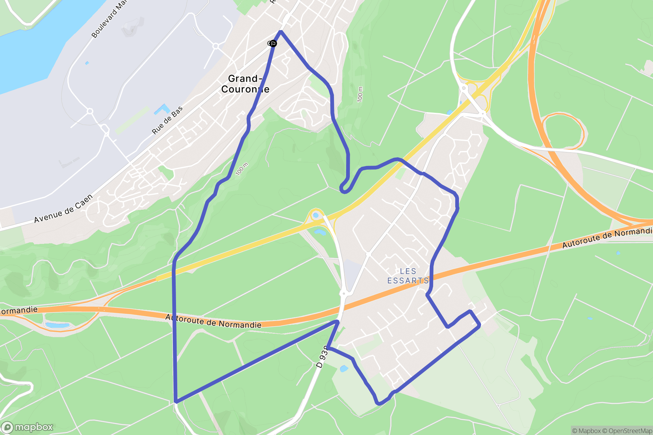 Grand-Couronne : carte du parcours de randonnée - France