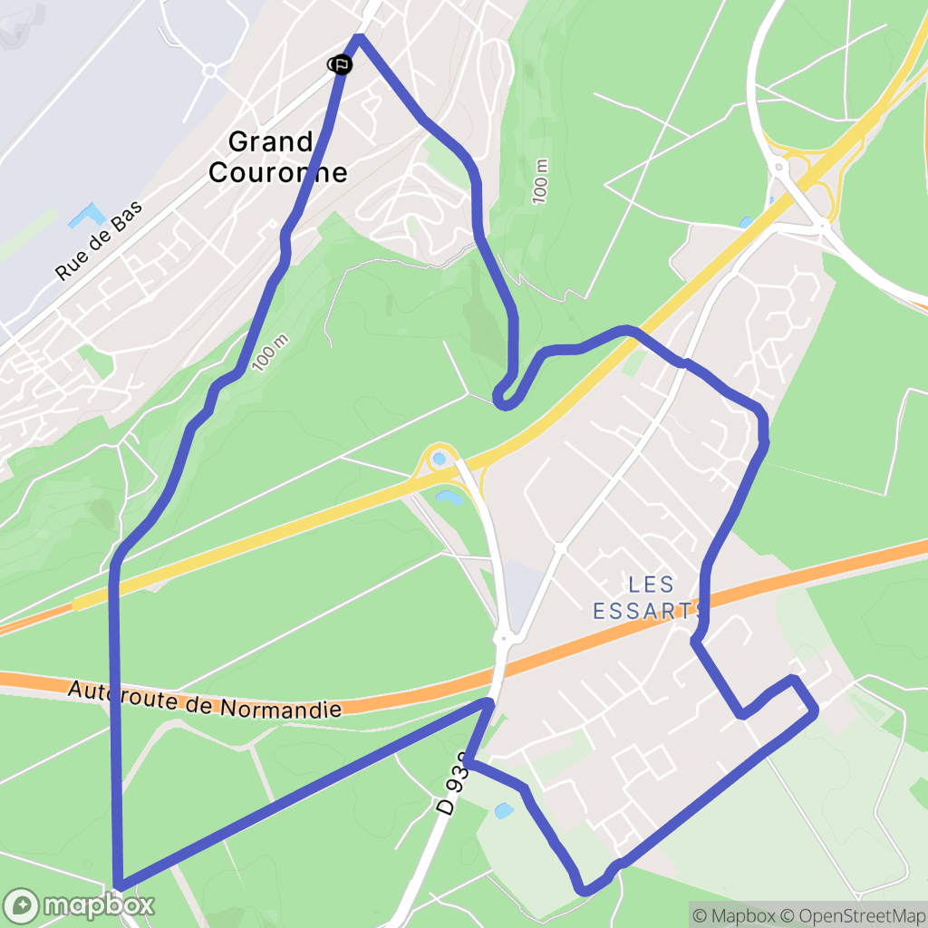 Grand-Couronne : carte du parcours de randonnée - France